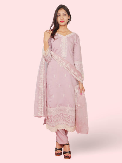Women's Cotton - Silk Straight Suit with Dupatta - UrbanNest Co