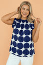 Polka Dot Frilled Round Neck Tank Top - UrbanNest Co