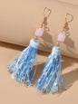 Ethnic Traditional Jewellery Pink Beads Rope Tassel Dangle Earrings for Women - UrbanNest Co