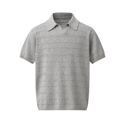 Flip collar pullover short sleeved knitted sweater - UrbanNest Co