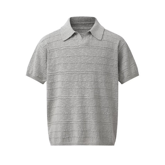 Flip collar pullover short sleeved knitted sweater - UrbanNest Co