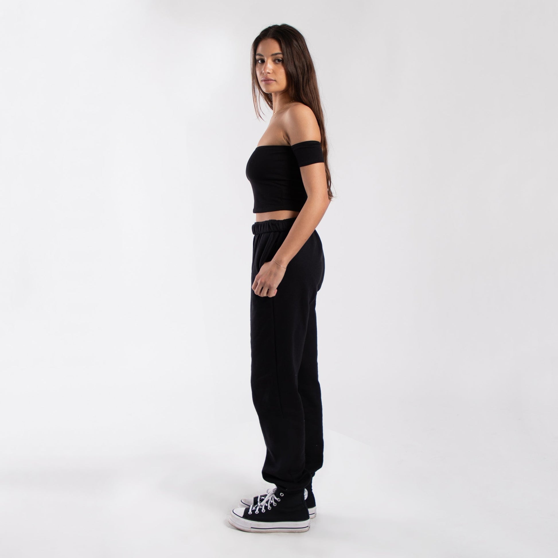 0891 - Women's Off Shoulder Cropped Tee - UrbanNest Co