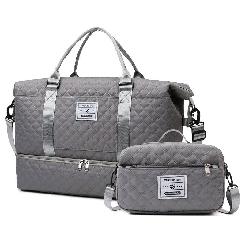 Checkered Dry - Wet Separation Sports Tote Bag Yoga Fitness Bag Large Capacity Shoe Compartment Travel Bag - UrbanNest Co