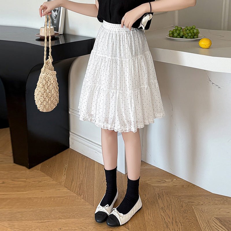Gentle Look High Waist Polka Dot A - Line Skirt for Women, Slimming and Versatile Layered Mid - Length Skirt - UrbanNest Co