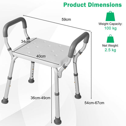 NNECW Bath Chair Shower Bench with Detachable Padded Arms for Seniors - UrbanNest Co