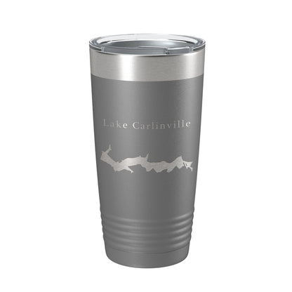 Lake Carlinville Map Tumbler Travel Mug Insulated Laser Engraved Coffee Cup Illinois 20 oz - UrbanNest Co