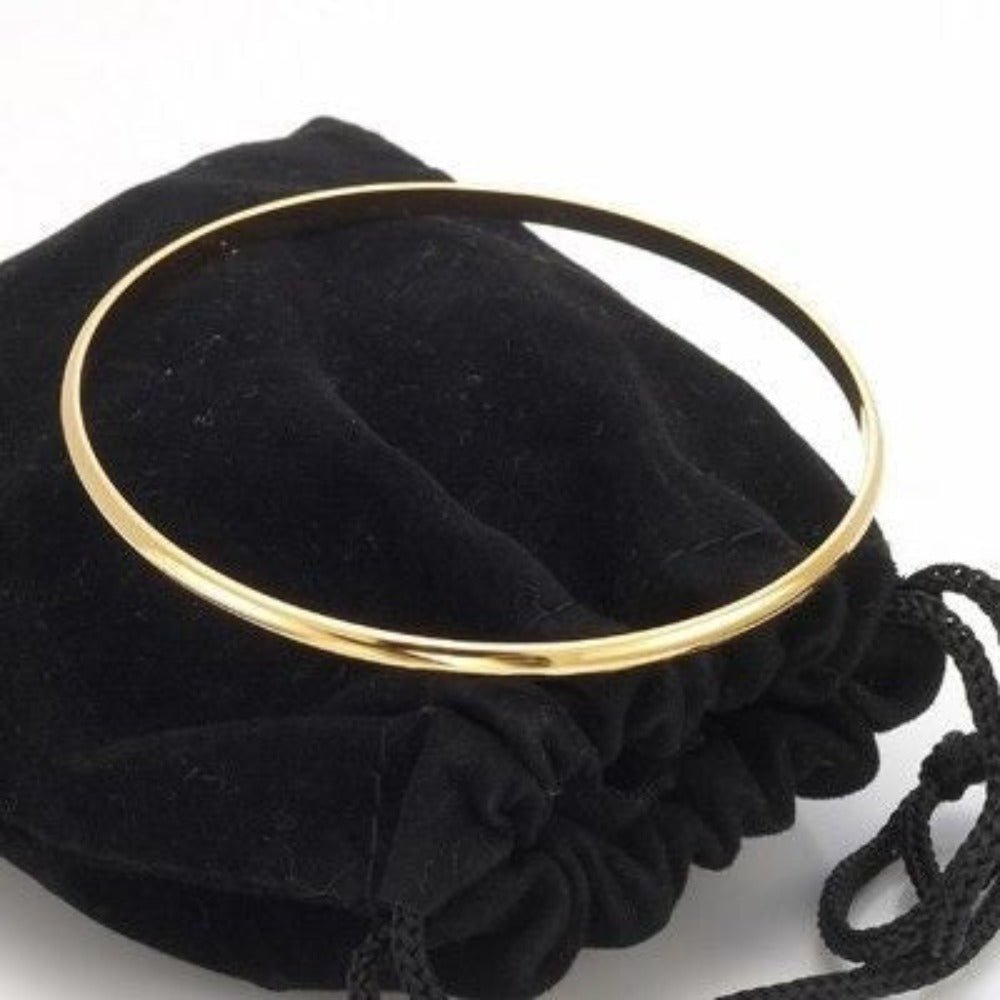 18ct Heavy Yellow Gold Plated Plain 3mm Bangle - USA Made - UrbanNest Co