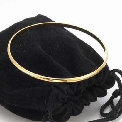 18ct Heavy Yellow Gold Plated Plain 3mm Bangle - USA Made - UrbanNest Co