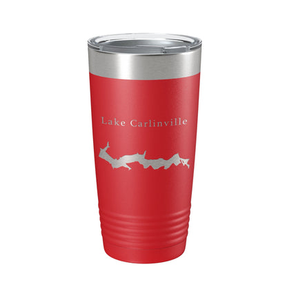 Lake Carlinville Map Tumbler Travel Mug Insulated Laser Engraved Coffee Cup Illinois 20 oz - UrbanNest Co