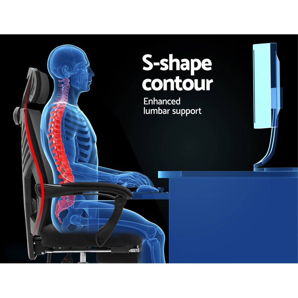 Artiss Mesh Office Chair Recliner Black - UrbanNest Co