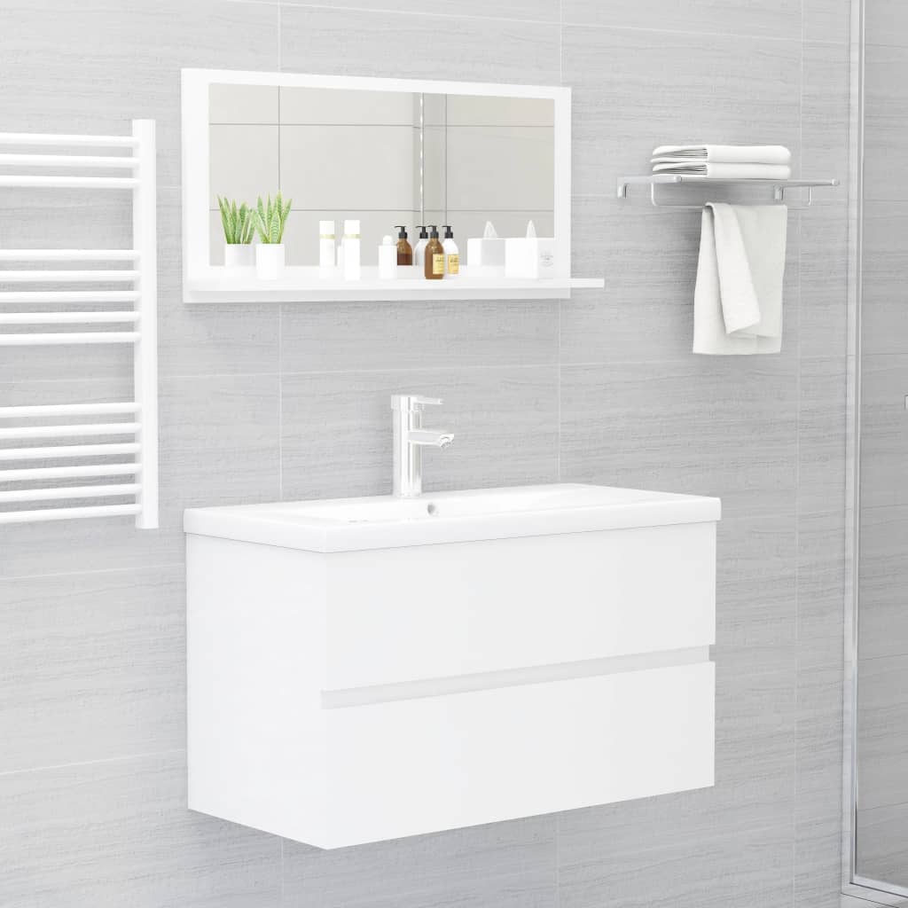 NNEVL Bathroom Mirror High Gloss White 80x10.5x37cm Chipboard - UrbanNest Co