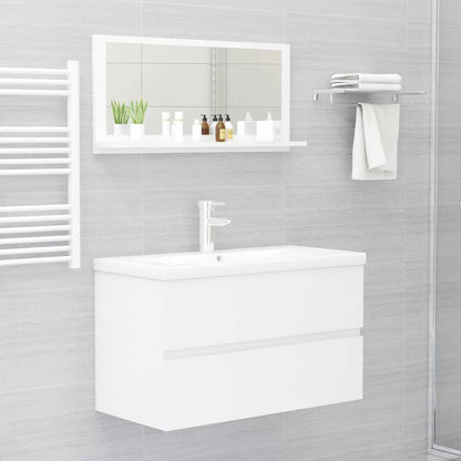 NNEVL Bathroom Mirror High Gloss White 80x10.5x37cm Chipboard - UrbanNest Co