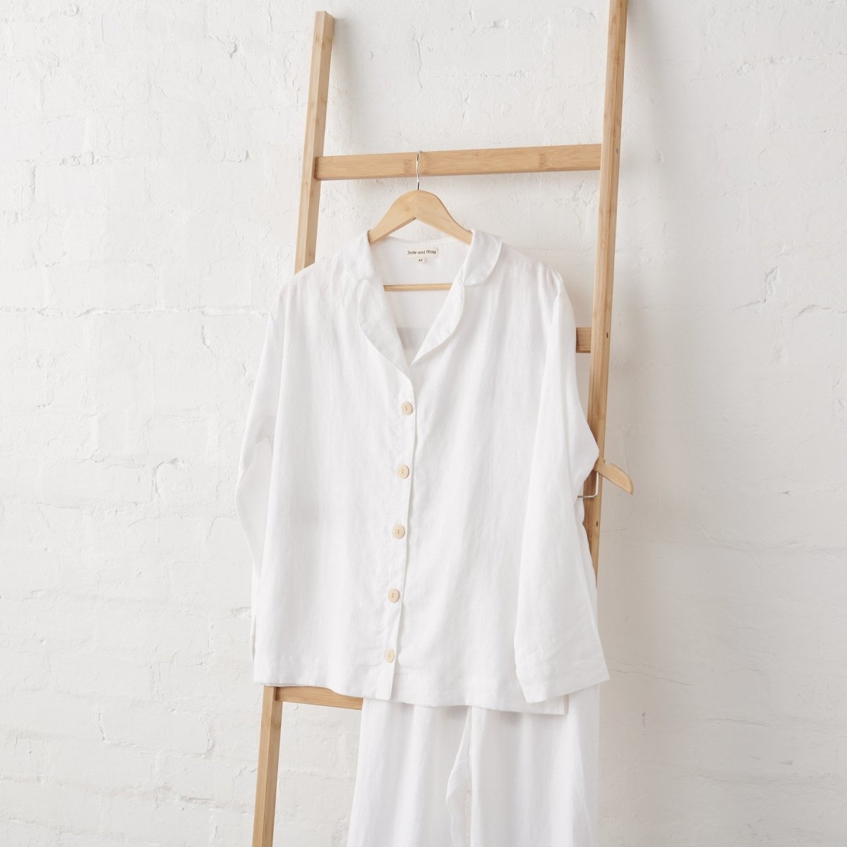 White Linen Pyjamas - Classic PJ Set - UrbanNest Co