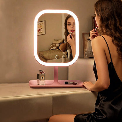 Large Square Rotating LED Makeup Mirror with Adjustable Lighting, 1~2PCS, Vanity Mirror for Girls Dormitory & Home Use - UrbanNest Co