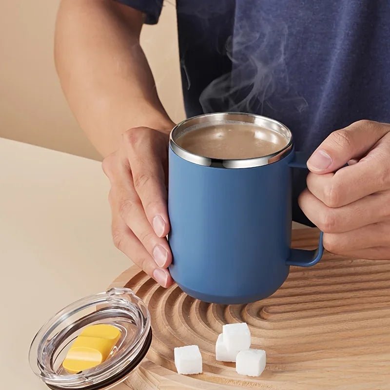 Stainless Steel Insulated Coffee Mug – 450 ml (Double - Wall Vacuum, Handle & Lid) - UrbanNest Co
