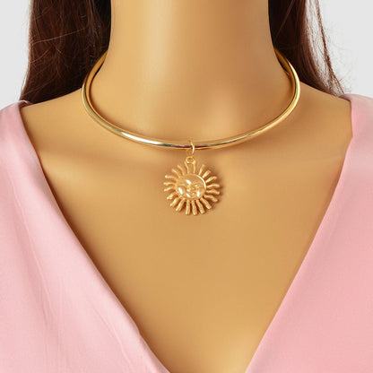 Cool Rock Style Gold Choker Collar Smile Sun Collar Necklace Party Decoration - UrbanNest Co