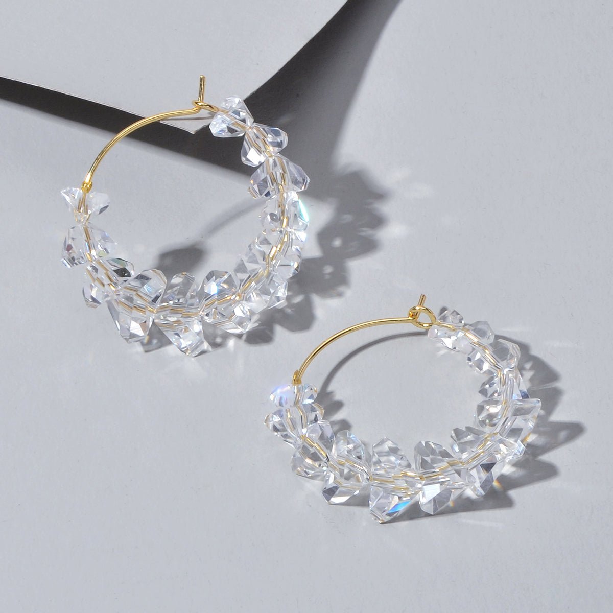 Ladies Jewellery Transparent Acrylic Beads Hoop Dangle Earrings Party Decoration - UrbanNest Co