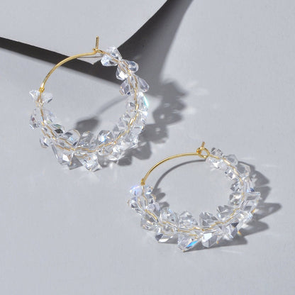 Ladies Jewellery Transparent Acrylic Beads Hoop Dangle Earrings Party Decoration - UrbanNest Co