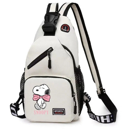 19*6*34CM Snoopy Cartoon Print Large Capacity Backpack Shoulder Bag Chest Crossbody Bag - UrbanNest Co