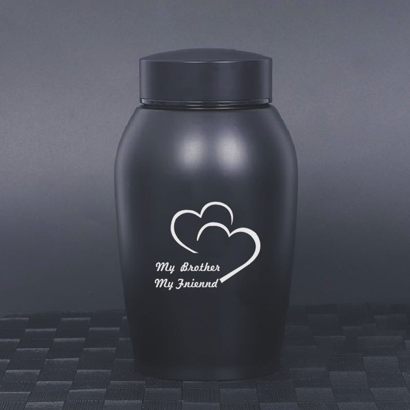 Stainless Steel Pet Memorial Urn: Black Portable & Moisture - Proof Ash Keepsake Designed for Small Pets - UrbanNest Co