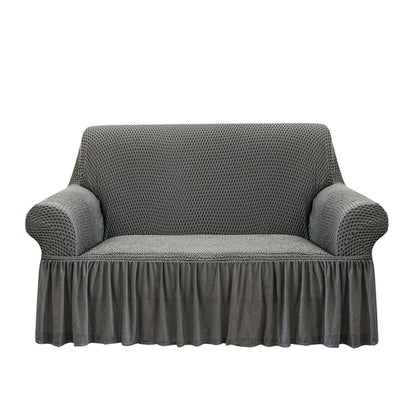 SOGA 2 - Seater Grey Sofa Cover with Ruffled Skirt Couch Protector High Stretch Lounge Slipcover Home Decor - UrbanNest Co