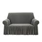 SOGA 2 - Seater Grey Sofa Cover with Ruffled Skirt Couch Protector High Stretch Lounge Slipcover Home Decor - UrbanNest Co