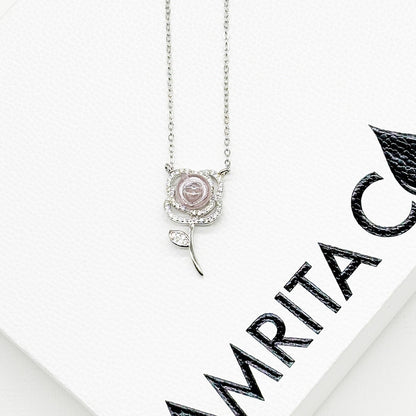 Sterling Silver Rose Garden Aroma Necklace - Pink | Energy & Healing | Diffuse on the go - UrbanNest Co