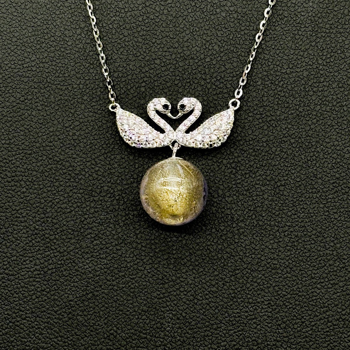 Sterling Silver Twin Swan Aroma Necklace - Gold Purple | Energy & Healing | Diffuse on the go - UrbanNest Co