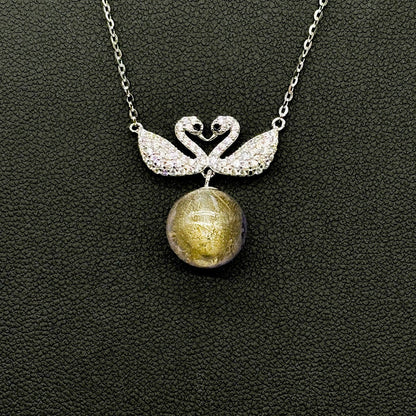 Sterling Silver Twin Swan Aroma Necklace - Gold Purple | Energy & Healing | Diffuse on the go - UrbanNest Co