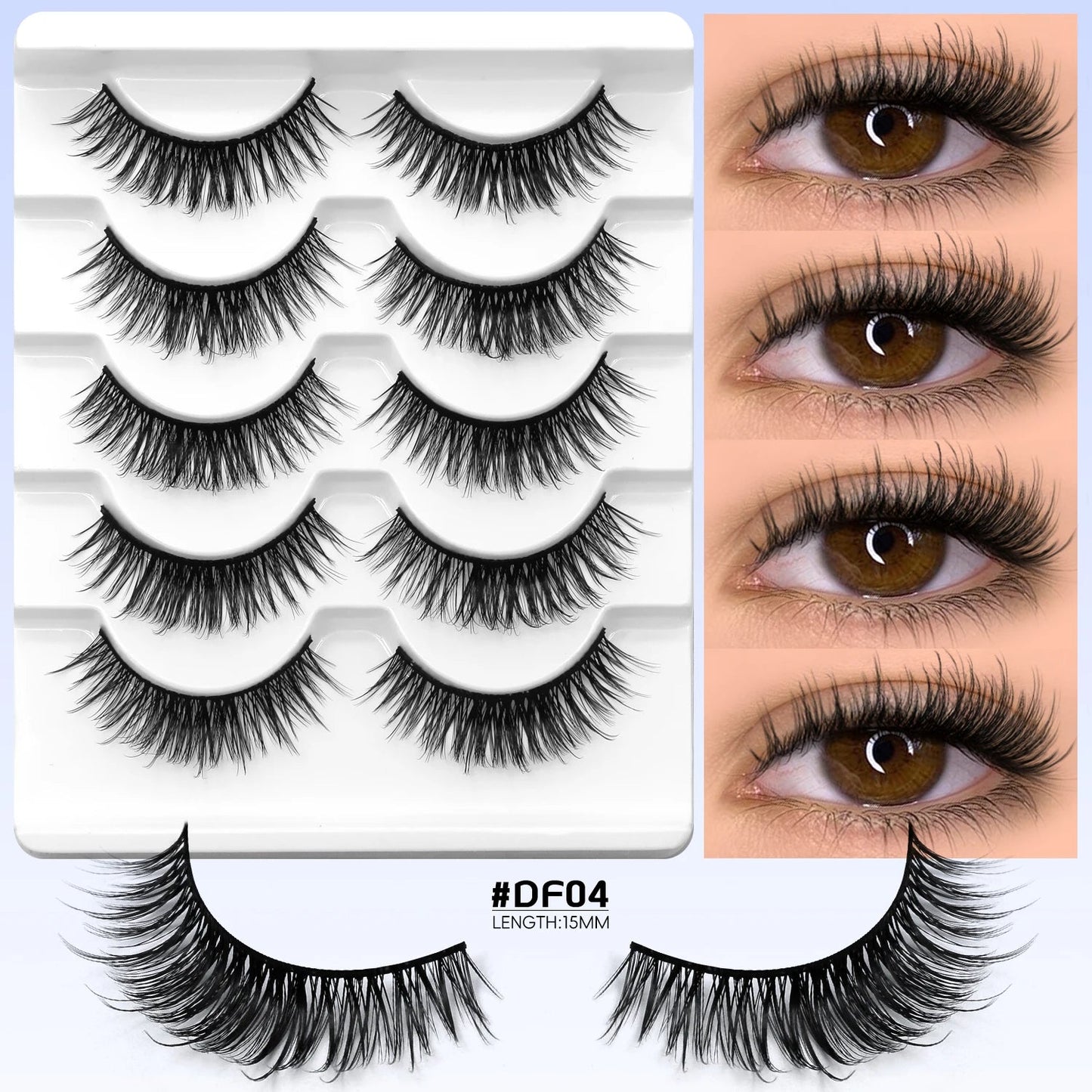 Veltrinay Fake Lashes Cat Eye Lashes Faux Mink Eyelashes Clear Band Lashes Natural Look Wispy Mink Eyelashes False Lashes Makeup - UrbanNest Co