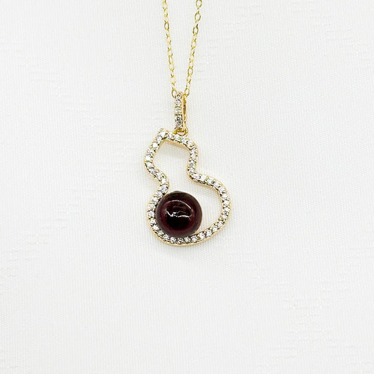 Golden Gourd Aroma Necklace - Amethyst | Energy & Healing | Diffuse on the go | Sterling Silver Chain - UrbanNest Co