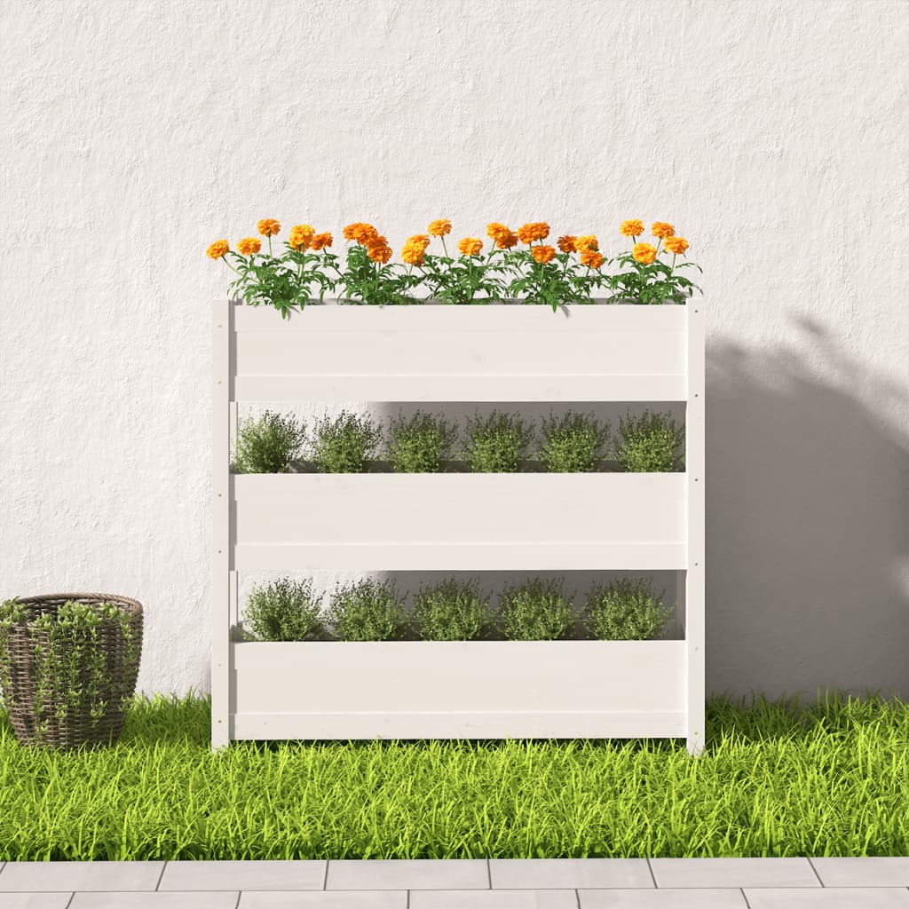 NNEVL Planter White 112x25x104.5 cm Solid Wood Pine - UrbanNest Co
