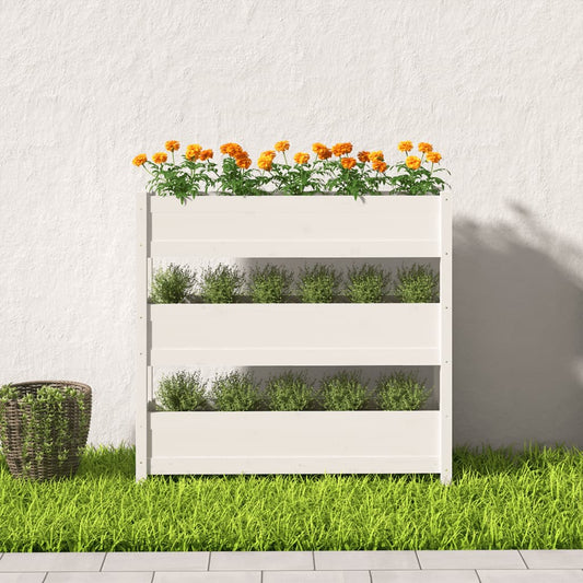 NNEVL Planter White 112x25x104.5 cm Solid Wood Pine - UrbanNest Co