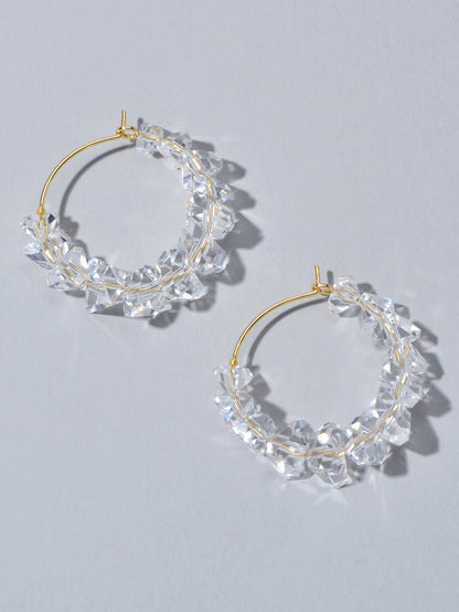 Ladies Jewellery Transparent Acrylic Beads Hoop Dangle Earrings Party Decoration - UrbanNest Co