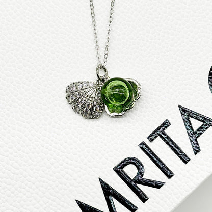 Diamond Shell Murano Aroma Necklace - Electric Lime | Energy & Healing | Diffuse on the go | Sterling Silver Gift - UrbanNest Co