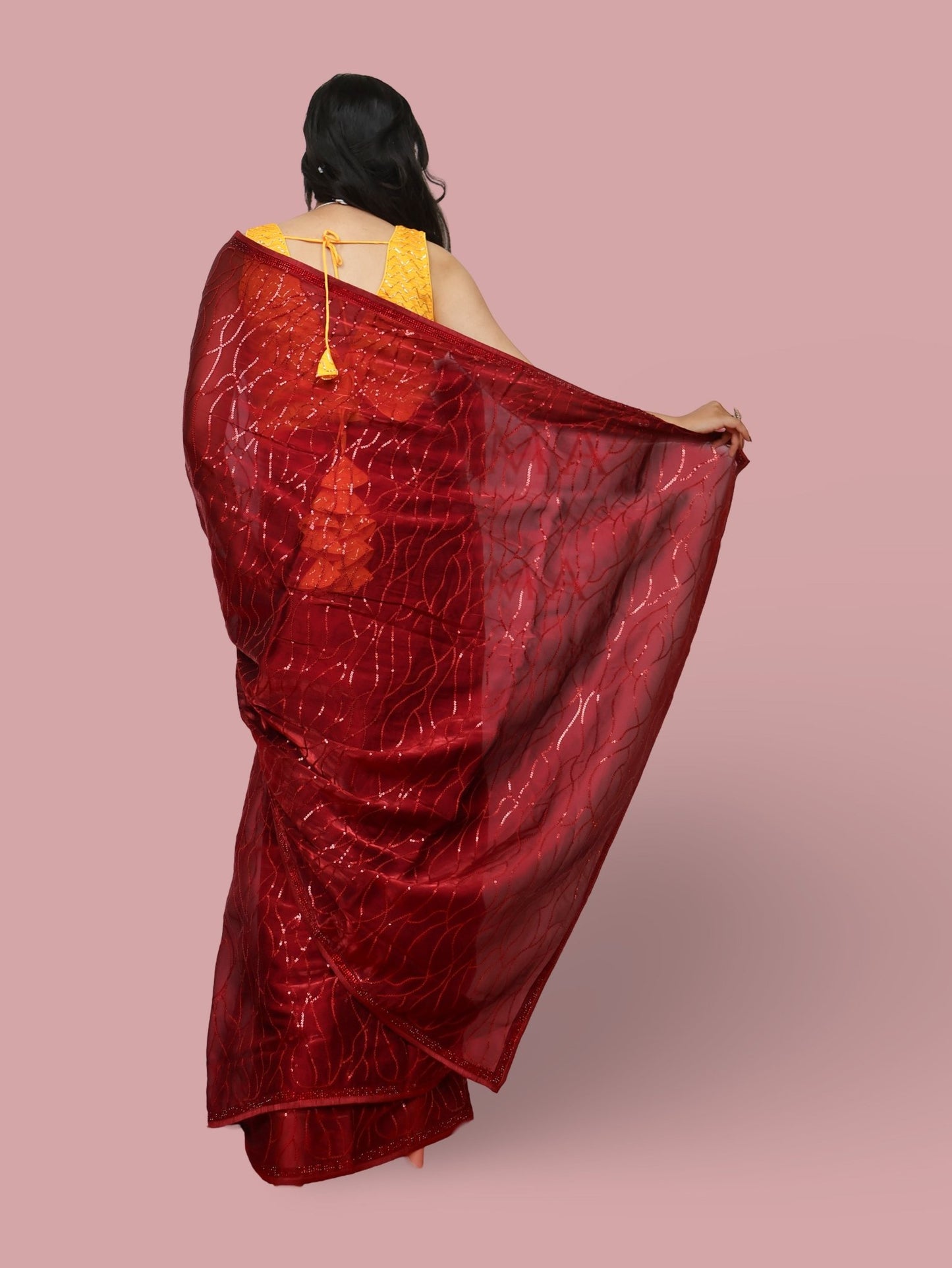Designer Saree with Heavy Sequin & Stone Work by Shreekama - UrbanNest Co
