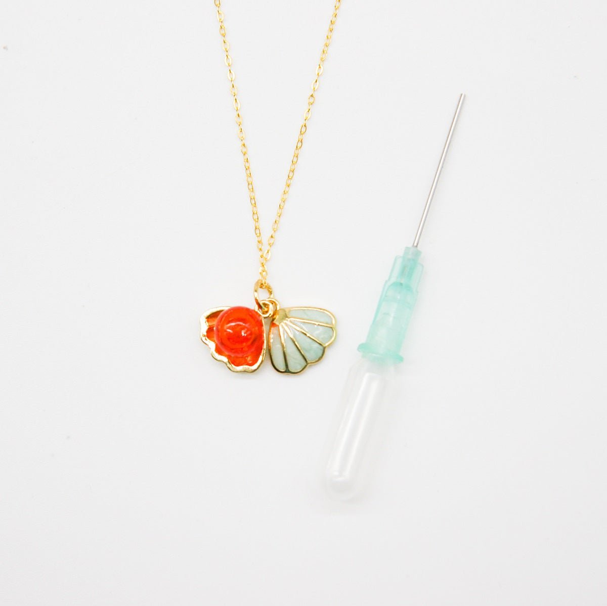 Green Shell Murano Aroma Necklace - Sunset Coral | Energy & Healing | Diffuse on the go | Sterling Silver - UrbanNest Co