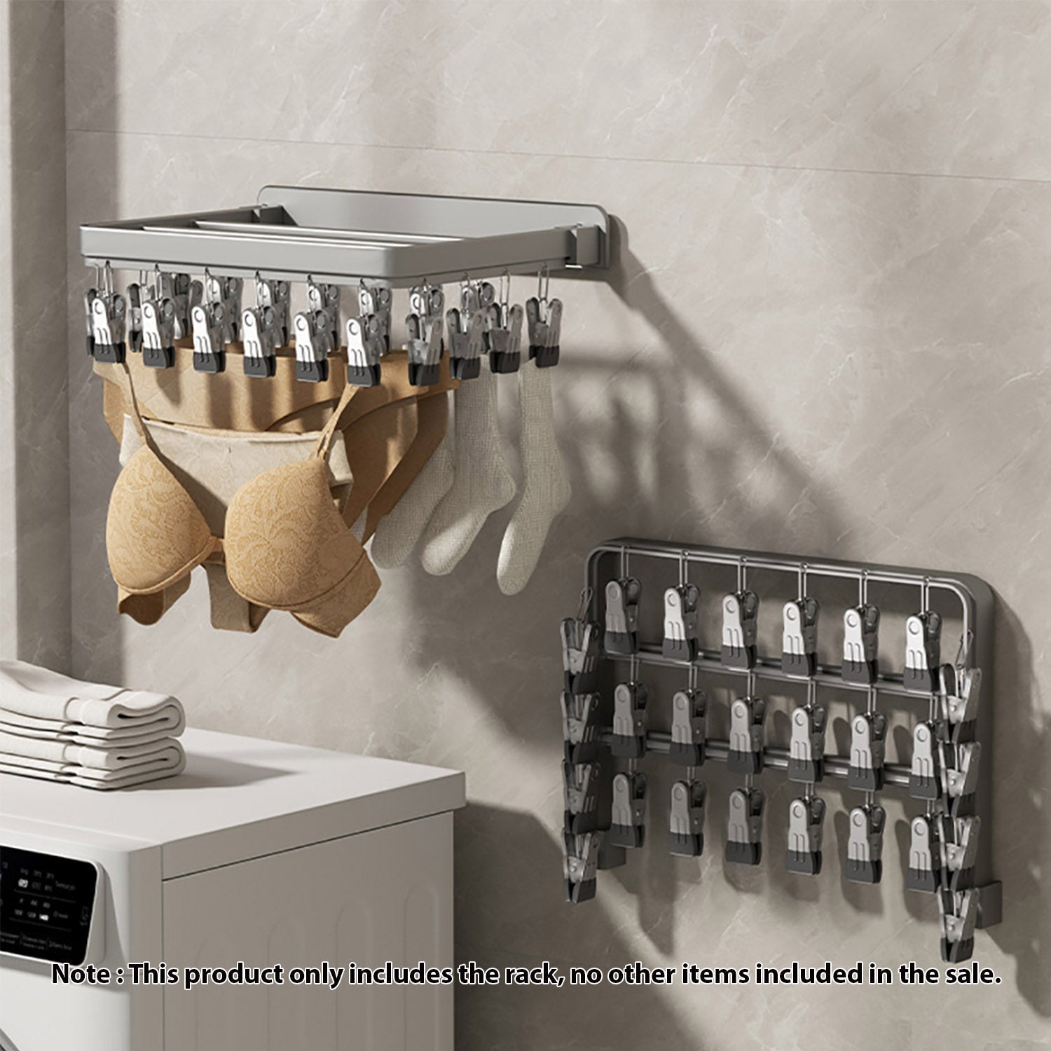 SOGA 2X Wall - Mounted Clothes Hanger Multi - Clamp Laundry Drying Wall Rack - UrbanNest Co