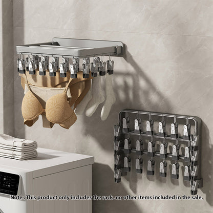 SOGA 2X Wall - Mounted Clothes Hanger Multi - Clamp Laundry Drying Wall Rack - UrbanNest Co