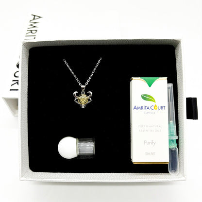 Sterling Silver Zodiac Aroma Necklace - Taurus April - May | Perfect Birthday Gift | Energy & Healing | Diffuse on the go - UrbanNest Co