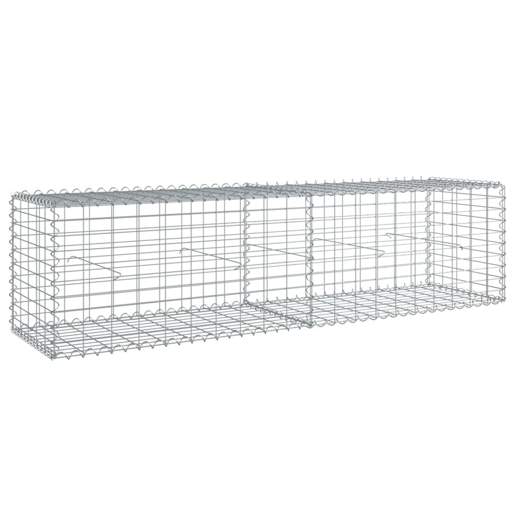 NNEVL Gabion Basket with Cover 200x50x50 cm Galvanised Iron - UrbanNest Co