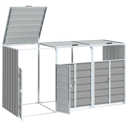 NNEVL Wheelie Bin Storage for Triple Bins Grey 216x81x115 cm Steel - UrbanNest Co