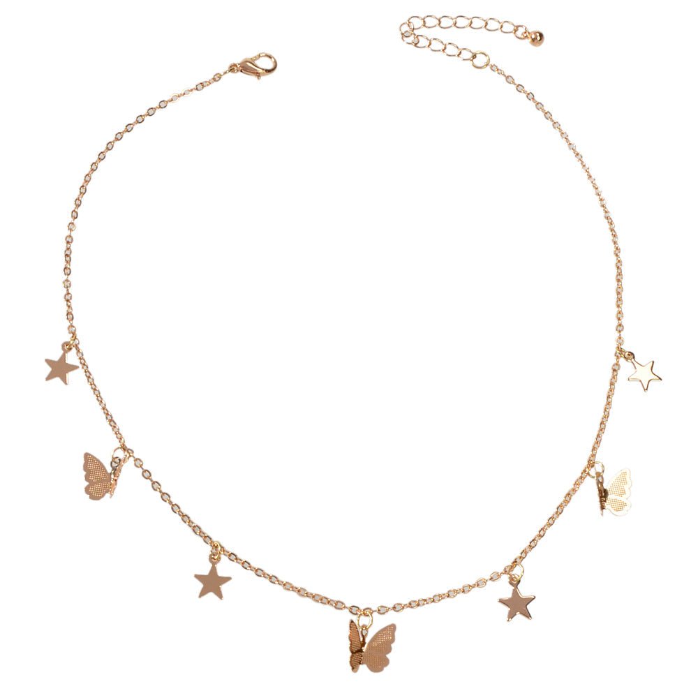 Trendy Gold Chain Star Butterfly Charm Collar Necklace Women Party Decoration - UrbanNest Co