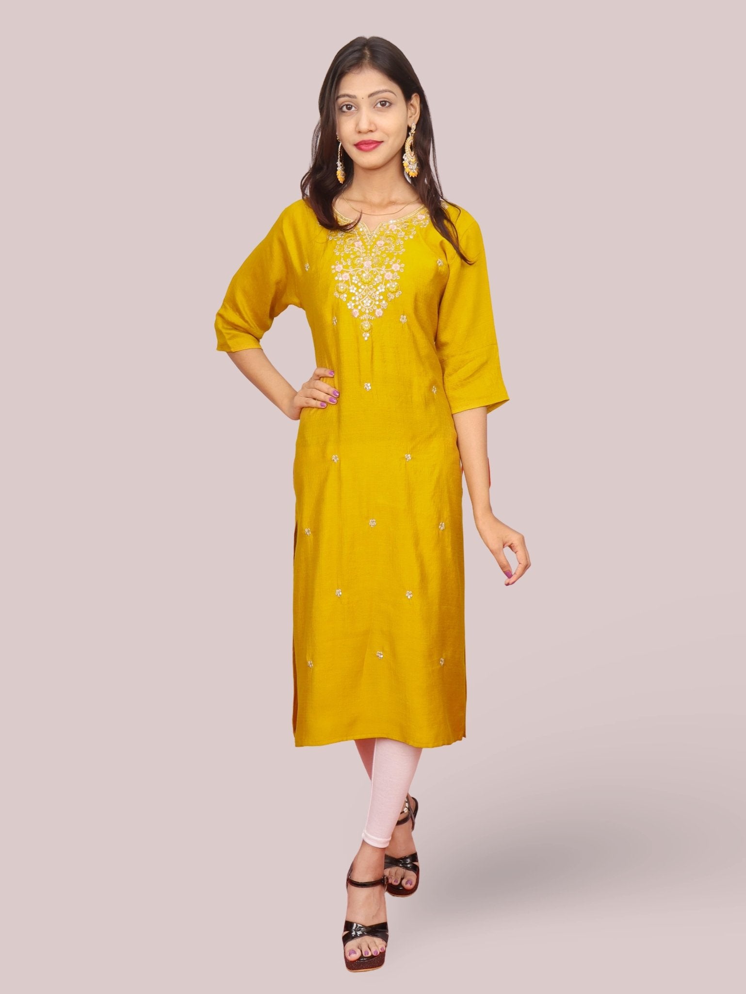 Cotton Kurti with Beautifully Embroidered Neckline - UrbanNest Co