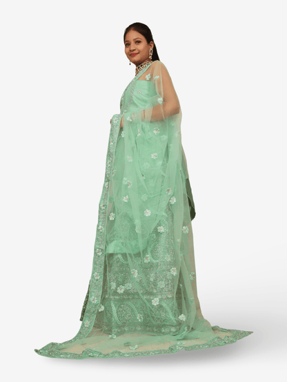 Semi - Stitched Lehenga with American Diamond & Zari Thread Work by Shreekama - UrbanNest Co