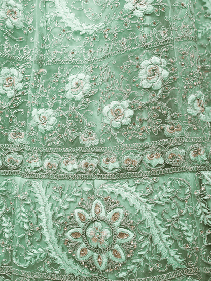 Semi - Stitched Lehenga with American Diamond & Zari Thread Work by Shreekama - UrbanNest Co