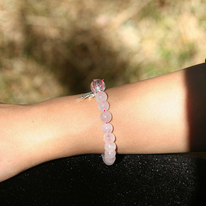 Sterling Silver Crystal Aroma Bracelet - Rose Quartz | Energy & Healing | Diffuser Jewellery - UrbanNest Co