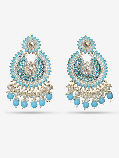 Delicate Pearl & Rhinestone Chandelier Earrings for Women by Shreekama - UrbanNest Co