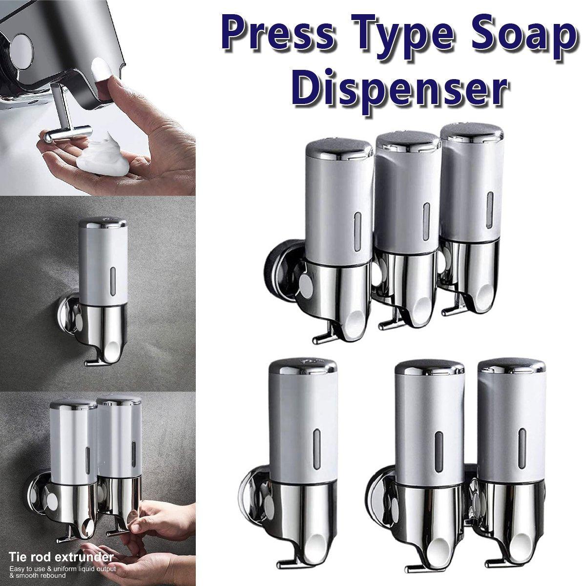 Stainless Steel Lever Soap Dispenser Manual Push Shower Gel Hotel Bathroom Use - UrbanNest Co