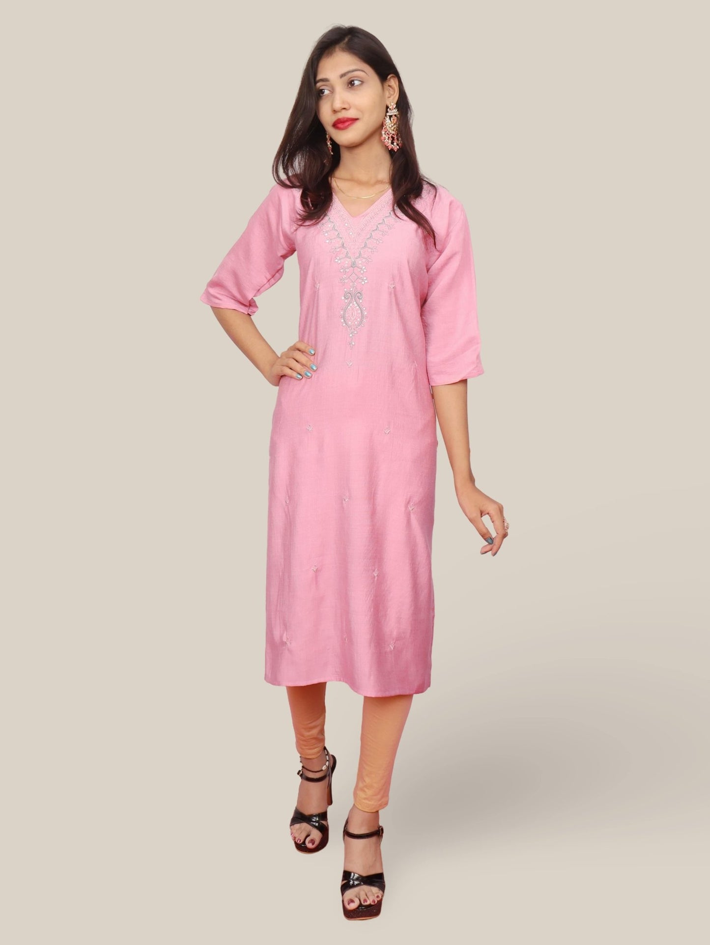Cotton Kurti with Beautifully Embroidered Neckline - UrbanNest Co